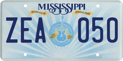 MS license plate ZEA050