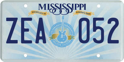 MS license plate ZEA052