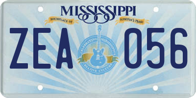MS license plate ZEA056