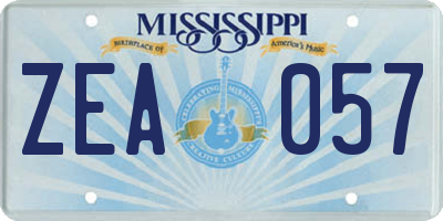MS license plate ZEA057