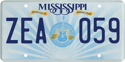 MS license plate ZEA059