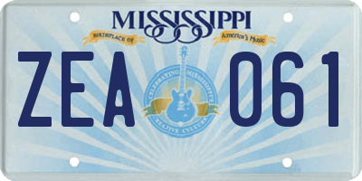 MS license plate ZEA061