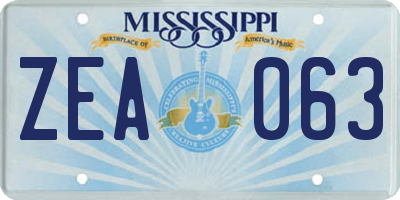 MS license plate ZEA063