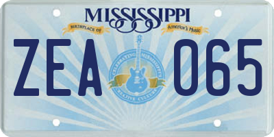 MS license plate ZEA065