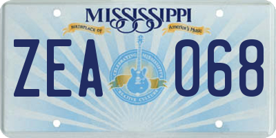 MS license plate ZEA068