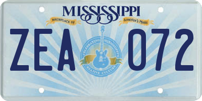 MS license plate ZEA072