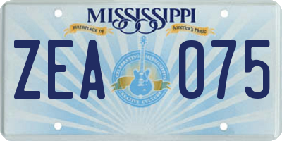 MS license plate ZEA075