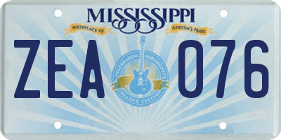 MS license plate ZEA076