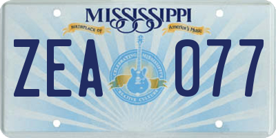 MS license plate ZEA077