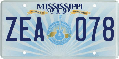 MS license plate ZEA078