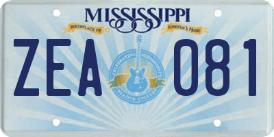 MS license plate ZEA081