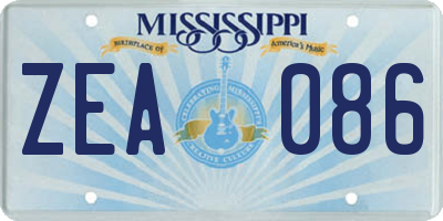 MS license plate ZEA086