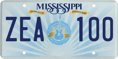 MS license plate ZEA100
