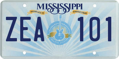 MS license plate ZEA101