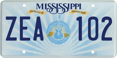 MS license plate ZEA102