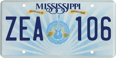 MS license plate ZEA106