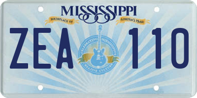 MS license plate ZEA110