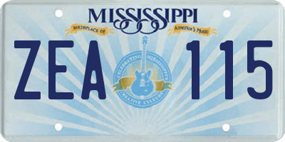MS license plate ZEA115