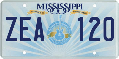 MS license plate ZEA120