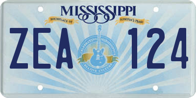 MS license plate ZEA124