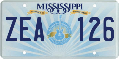 MS license plate ZEA126