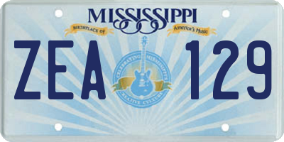 MS license plate ZEA129
