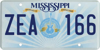 MS license plate ZEA166