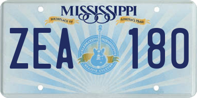 MS license plate ZEA180
