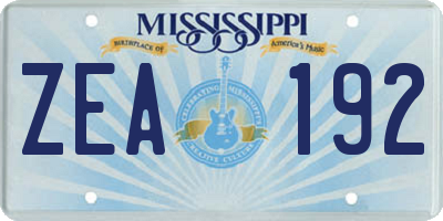 MS license plate ZEA192