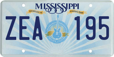 MS license plate ZEA195