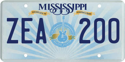 MS license plate ZEA200