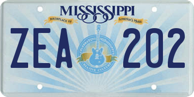 MS license plate ZEA202