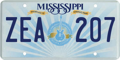 MS license plate ZEA207