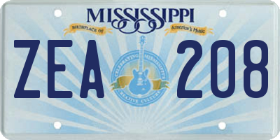 MS license plate ZEA208
