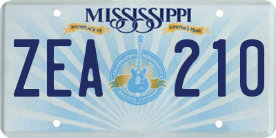 MS license plate ZEA210