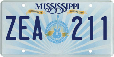 MS license plate ZEA211