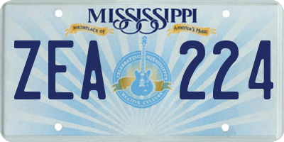 MS license plate ZEA224