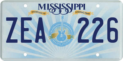 MS license plate ZEA226