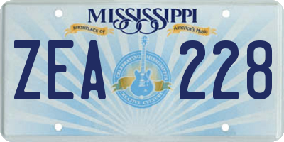 MS license plate ZEA228