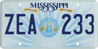 MS license plate ZEA233