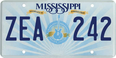 MS license plate ZEA242