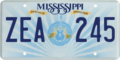 MS license plate ZEA245