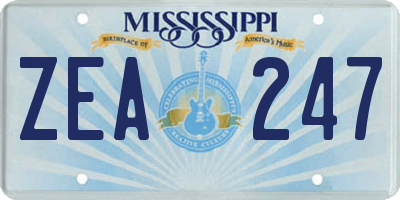 MS license plate ZEA247
