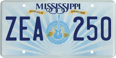MS license plate ZEA250