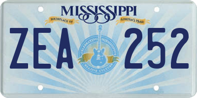 MS license plate ZEA252