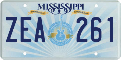 MS license plate ZEA261