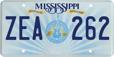 MS license plate ZEA262