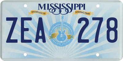 MS license plate ZEA278