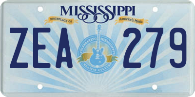 MS license plate ZEA279