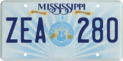 MS license plate ZEA280